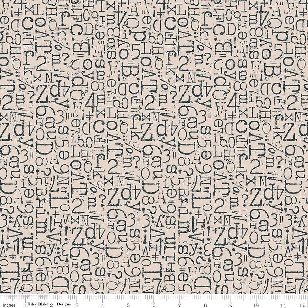 TYPE/ography Vintage Type Blackboard Cotton Wideback Fabric per yard