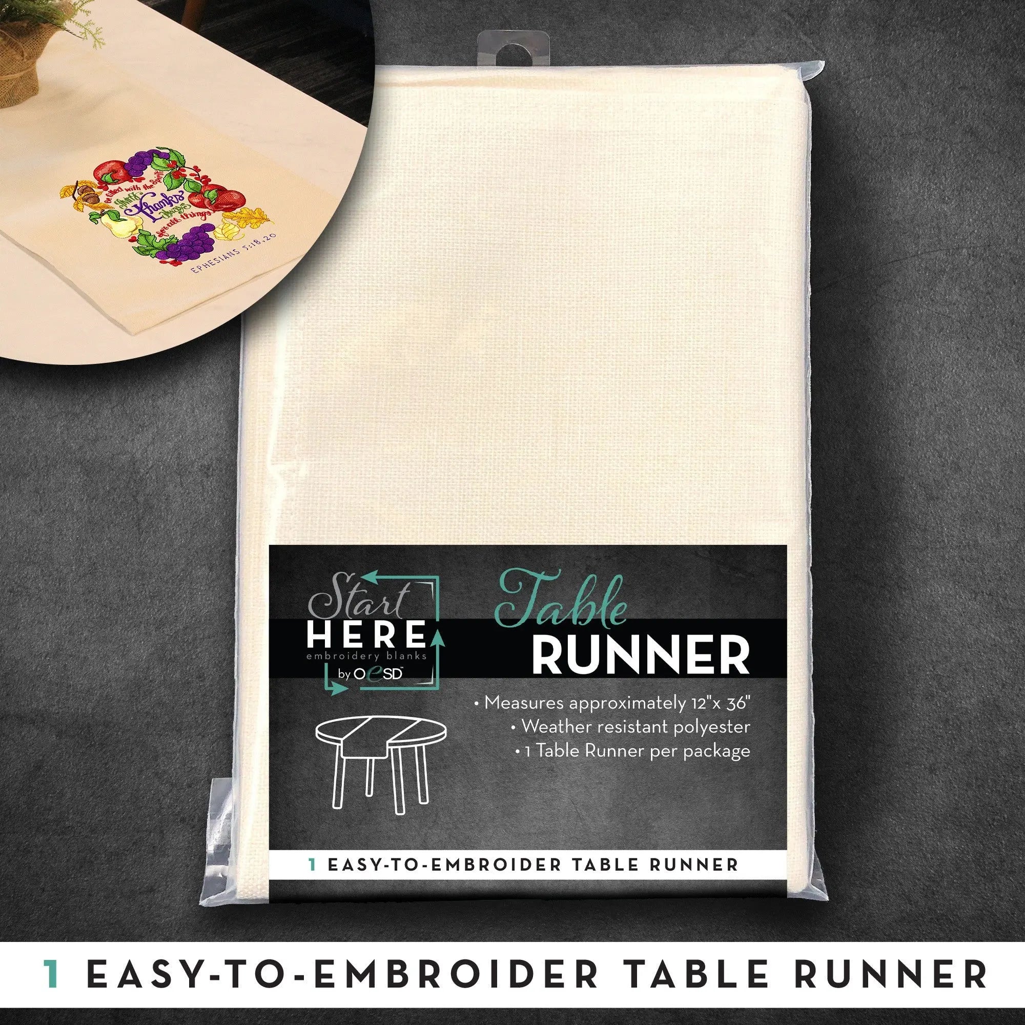Table Runner 12in x 36in White Checker Distributor
