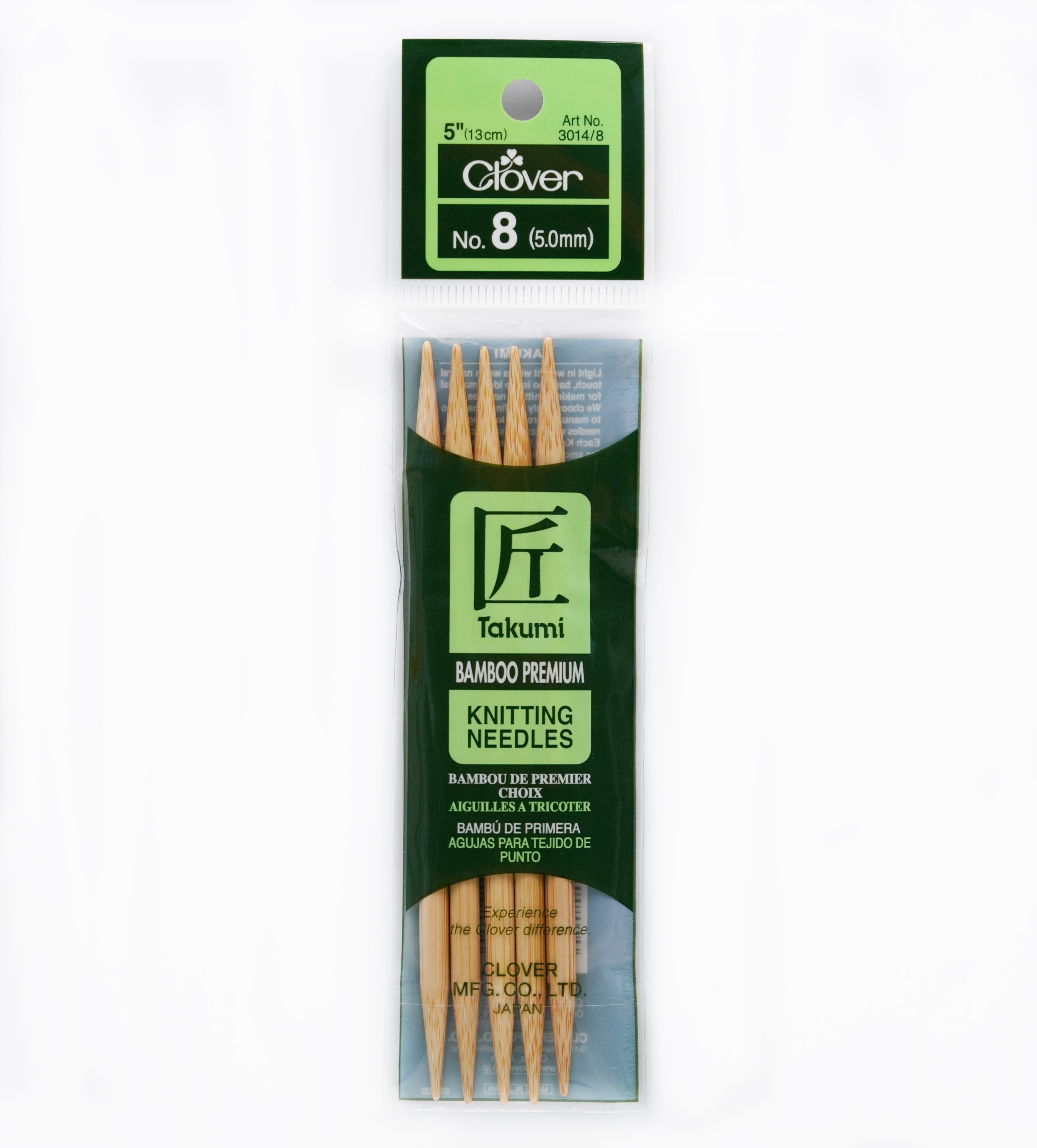 Takumi Bamboo Knitting Needles Double Pointed (5") No. 8
