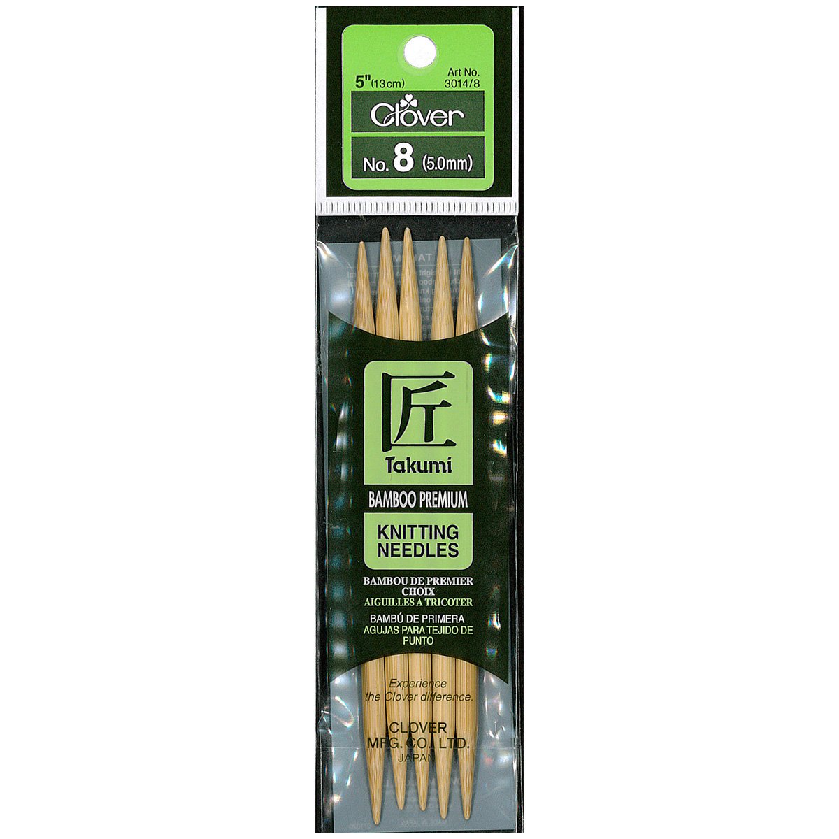 Takumi Bamboo Knitting Needles Double Pointed (5") No. 8