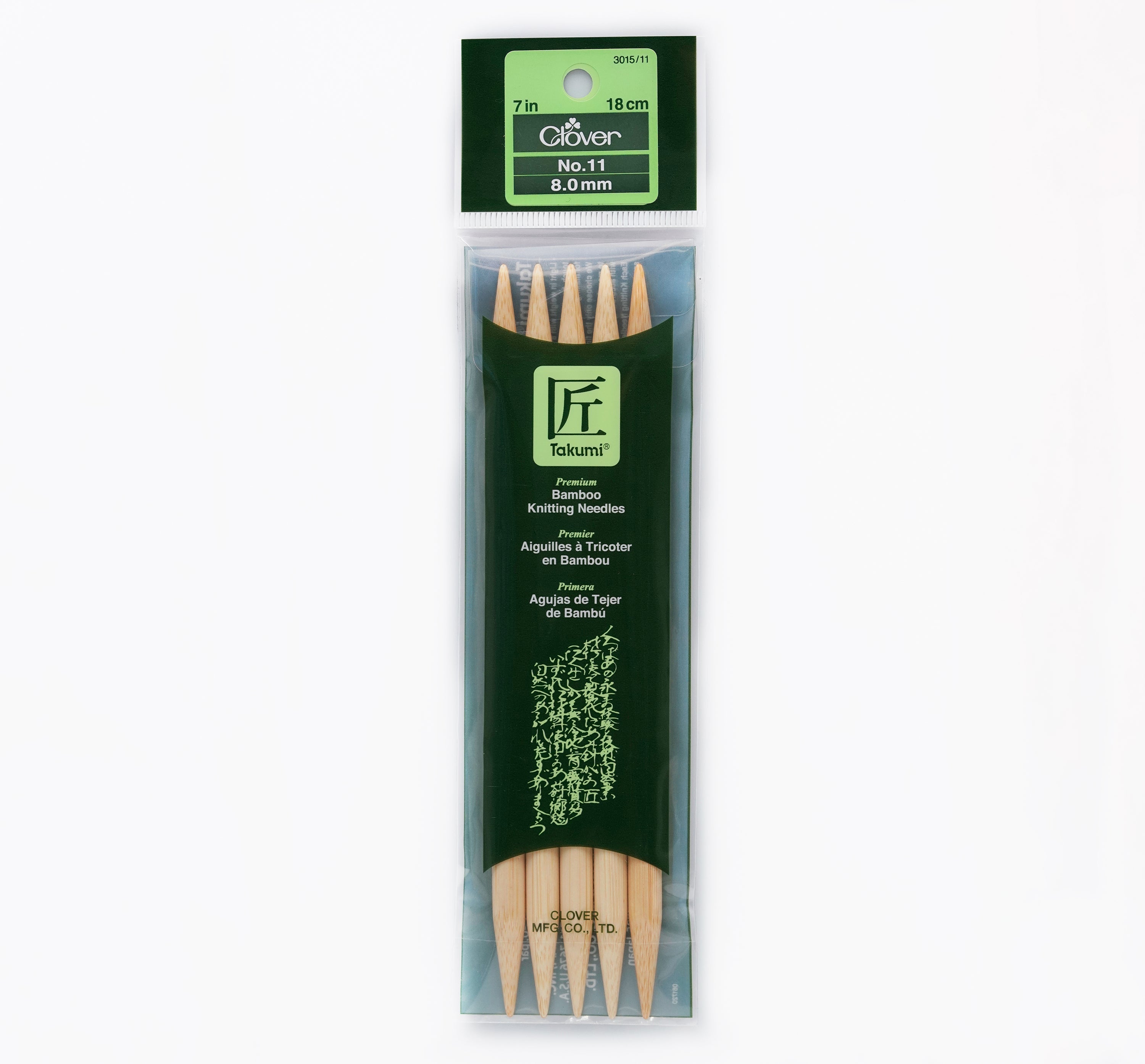 Takumi Bamboo Knitting Needles Double Pointed (7") No. 11