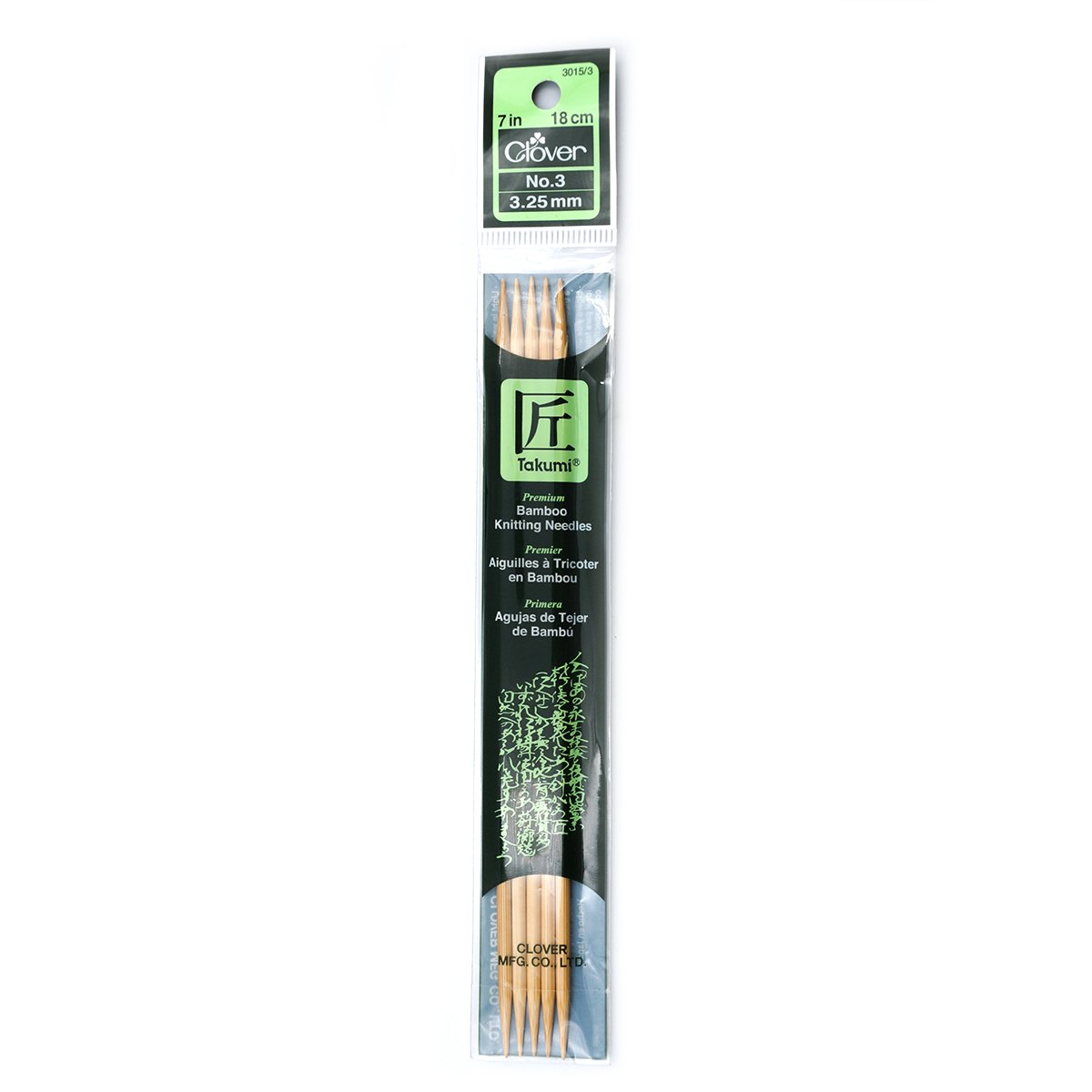 Takumi Bamboo Knitting Needles Double Pointed (7") No. 3