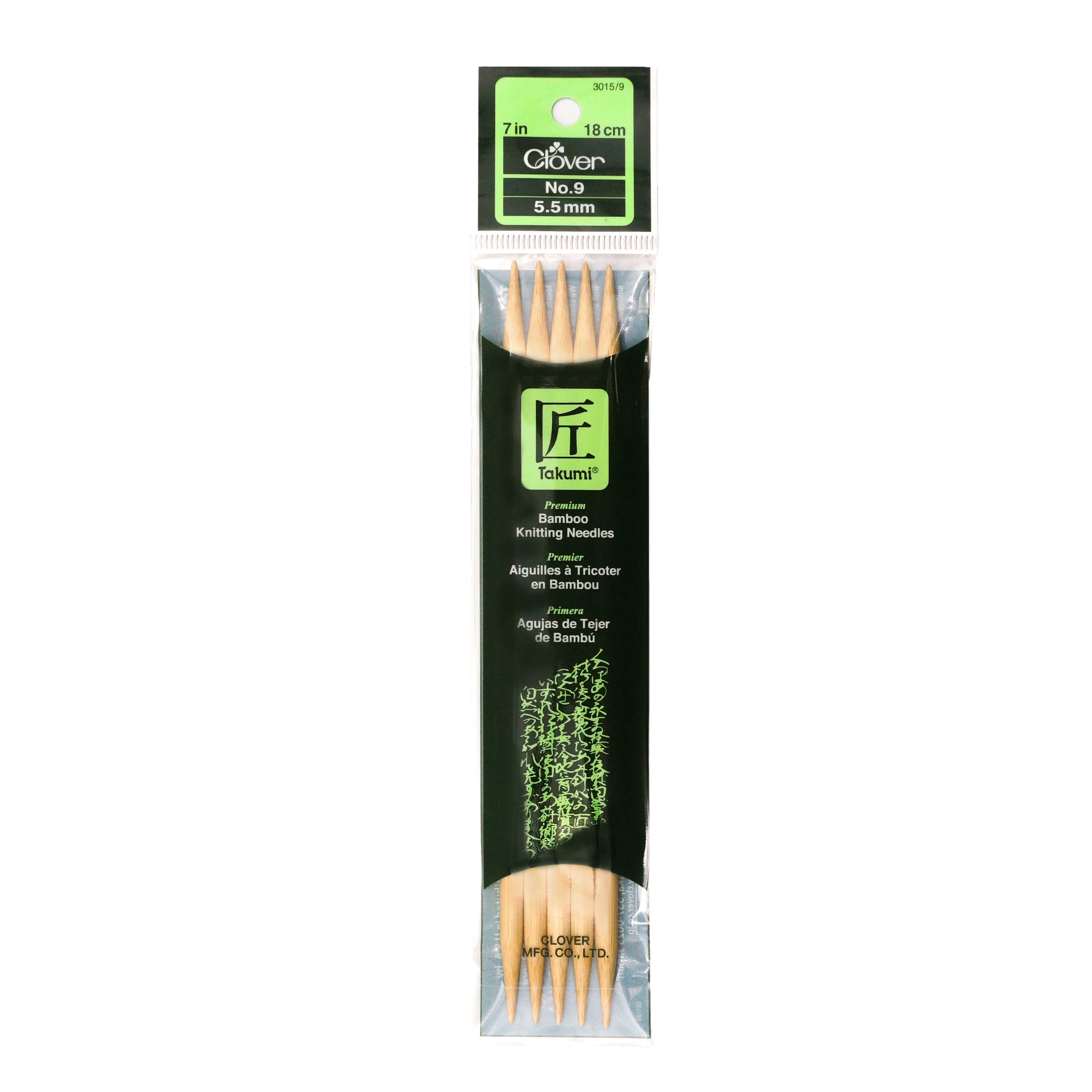 Takumi Bamboo Knitting Needles Double Pointed (7") No. 9