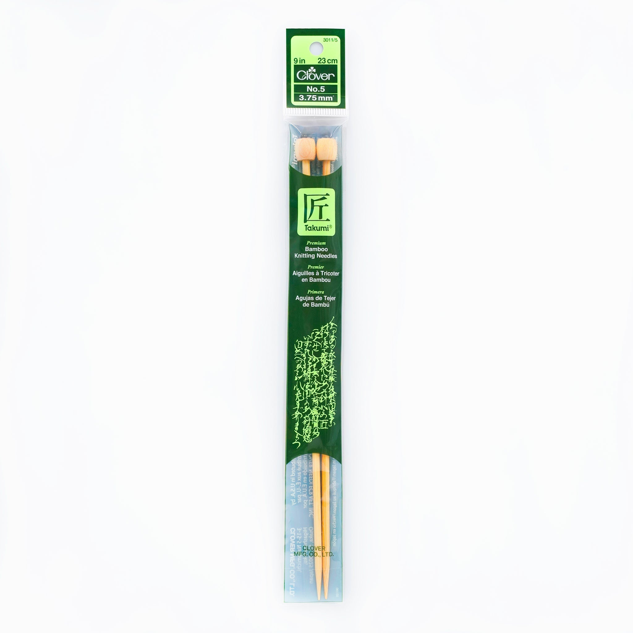 Takumi Bamboo Knitting Needles Single Pointed 9" No. 5 (3.75mm)