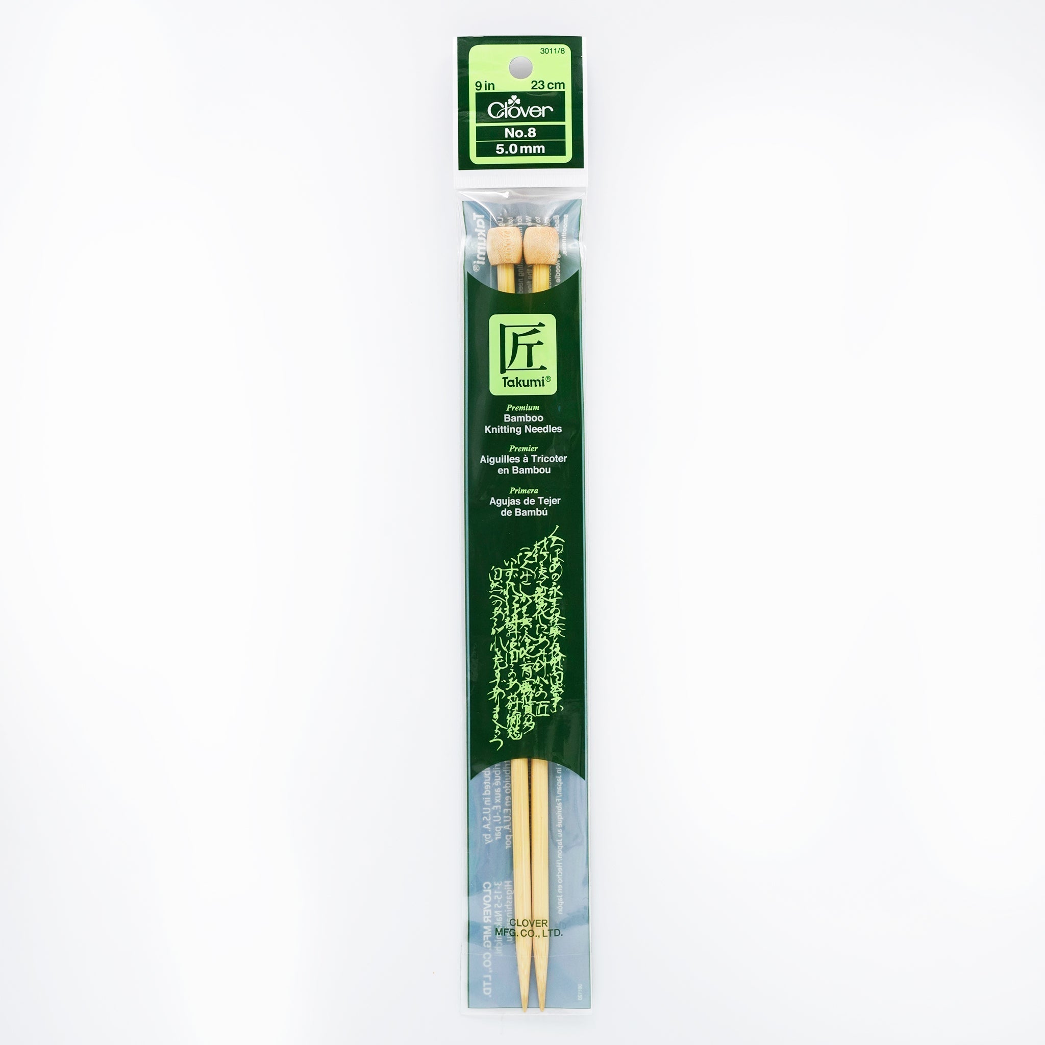 Takumi Bamboo Knitting Needles Single Pointed 9" No. 8 (5.0mm)