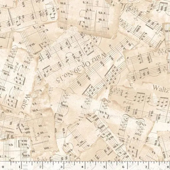 Tan Music Cotton Wideback Fabric Per Yard - Linda's Electric Quilters