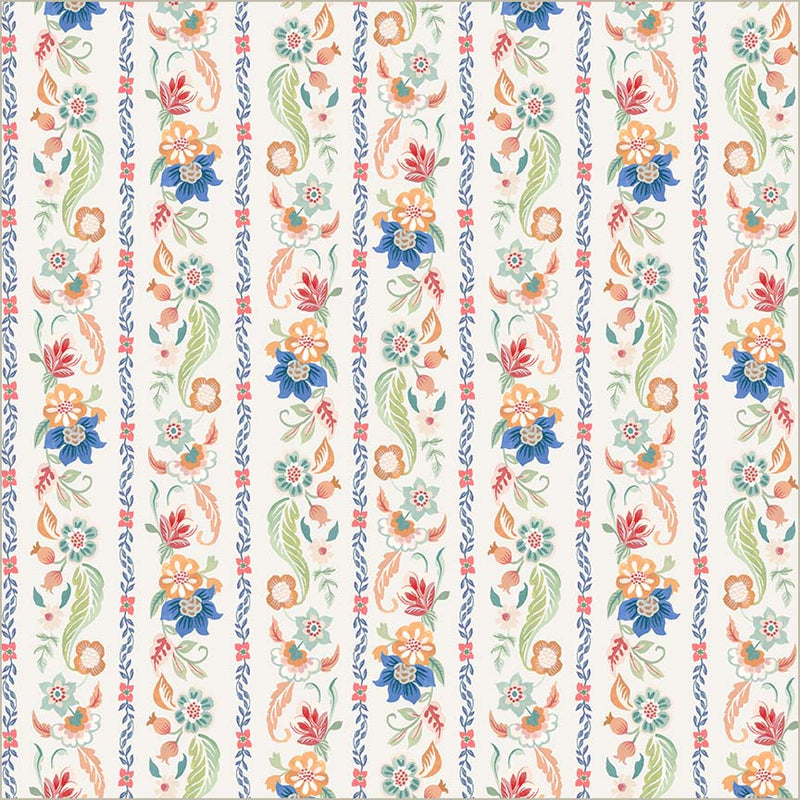 Tapestry Gilded Garland Ivory Cotton 43”/44” Fabric Per Yard