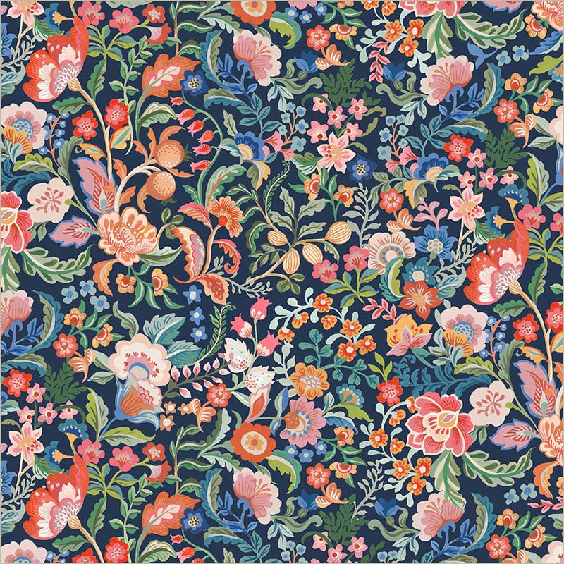 Tapestry Legacy Blooms Indigo Cotton 43”/44” Fabric Per Yard