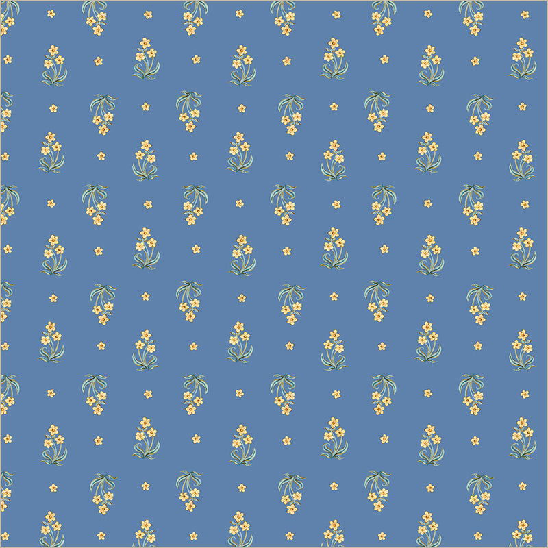 Tapestry Posy Powder Blue Cotton 43/44 Fabric Per Yard