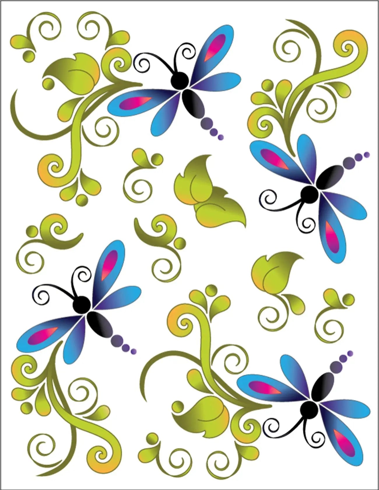 Tattoo Elementz Dragonfly Bliss Printed on Clear - Linda's Electric Quilters
