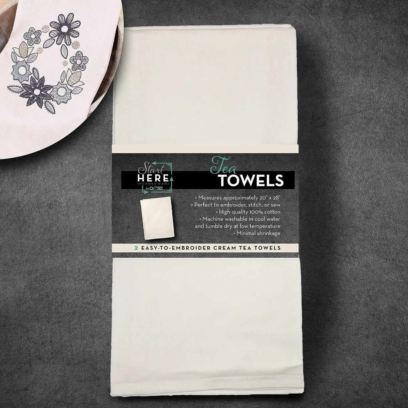 Tea Towels Cream 2pk - Linda's Electric Quilters