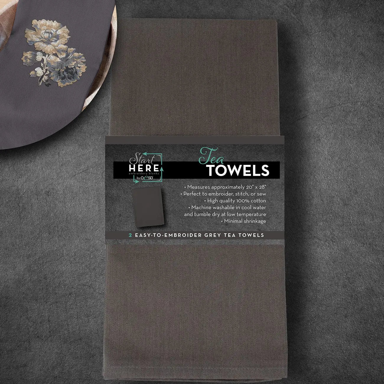 Tea Towels Grey 2pk - Linda's Electric Quilters