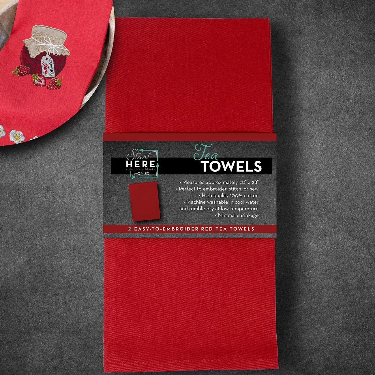 Tea Towels Red 2pk - Linda's Electric Quilters