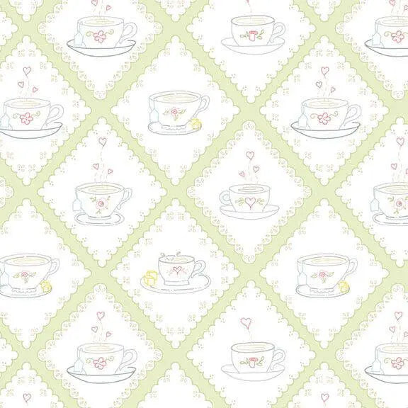 Tea for Two - Doilies - Lime 44" / 45" Fabric Per Yard The Fabric Company