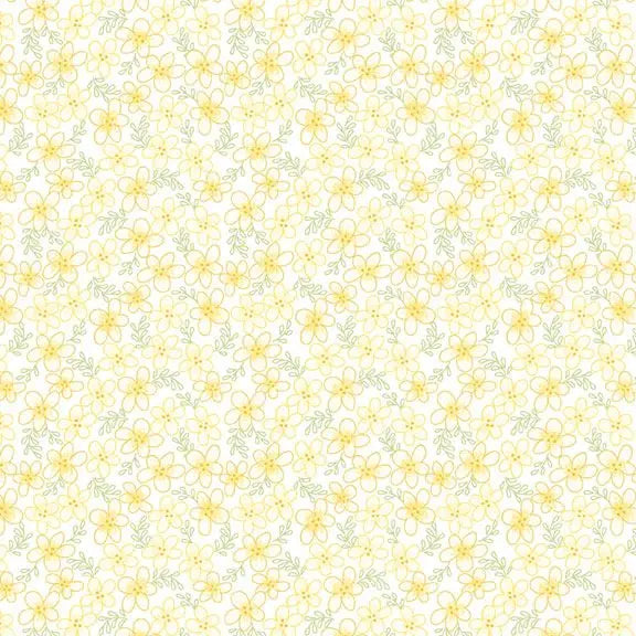 Tea for Two - Flower - Yellow 44" / 45" Fabric Per Yard The Fabric Company