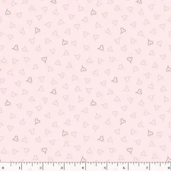 Tea for Two - Hearts - Blush 44" / 45" Fabric Per Yard The Fabric Company