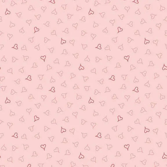 Tea for Two - Hearts - Pink 44" / 45" Fabric Per Yard The Fabric Company