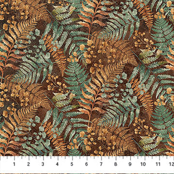 Teal Fern Rooted Stonehenge DP28766-69 Cotton 44"/45" Fabric Per Yard