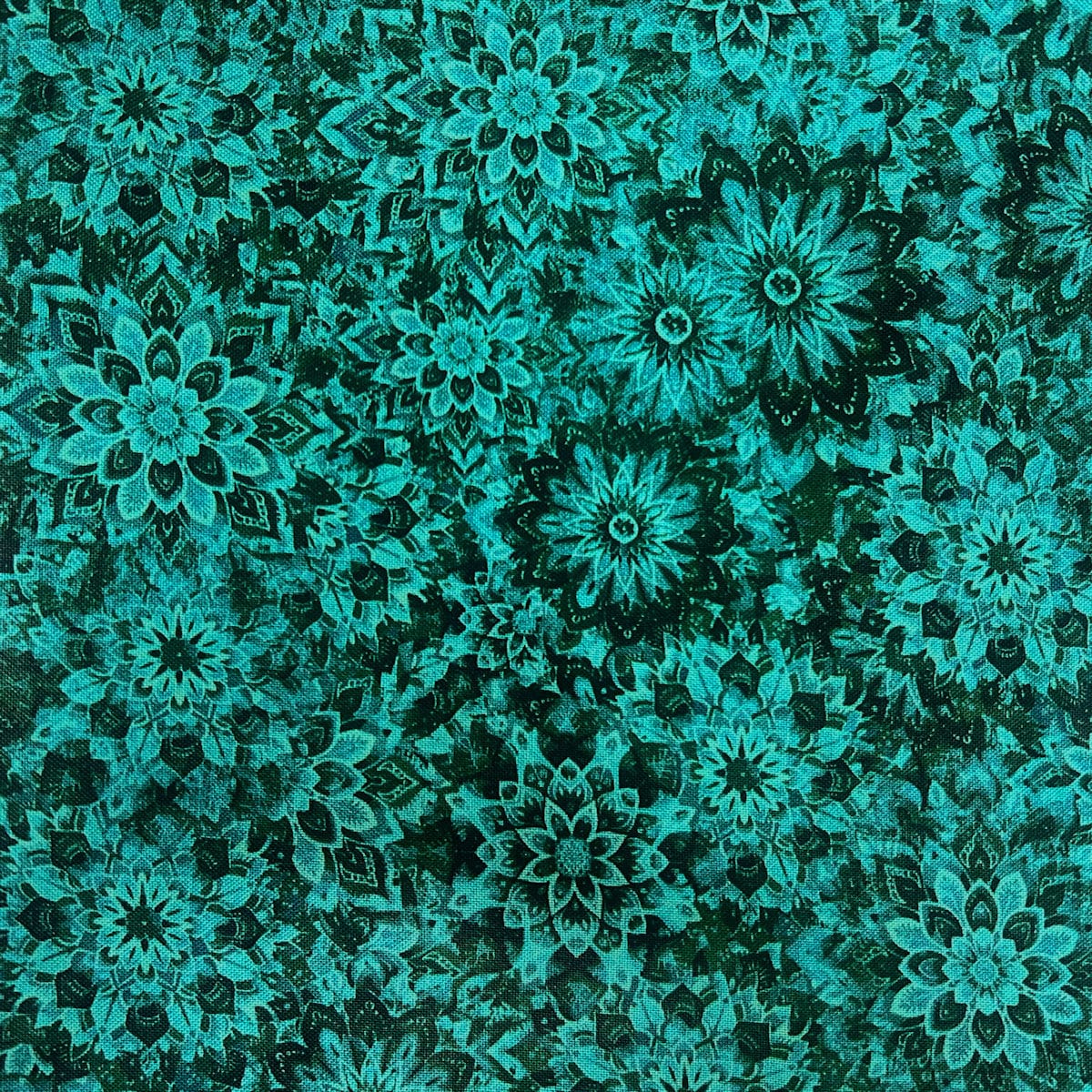 Teal Green Quilt Back - Dancin' Dahlias 108" wide Fabric per yard