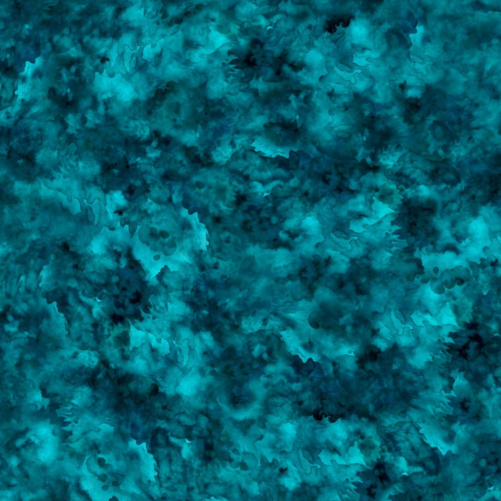 Teal Quilt Backing - Water Color 108" Wide Cotton Fabric Per Yard