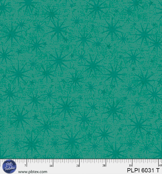 Teal Starburst Peace, Love, Pickleball Cotton 44”/45” Fabric Per Yard