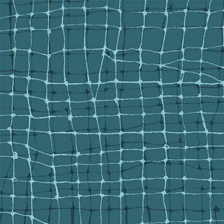 Teal Wiggly Plaid Cotton 44"/45" Fabric Per Yard