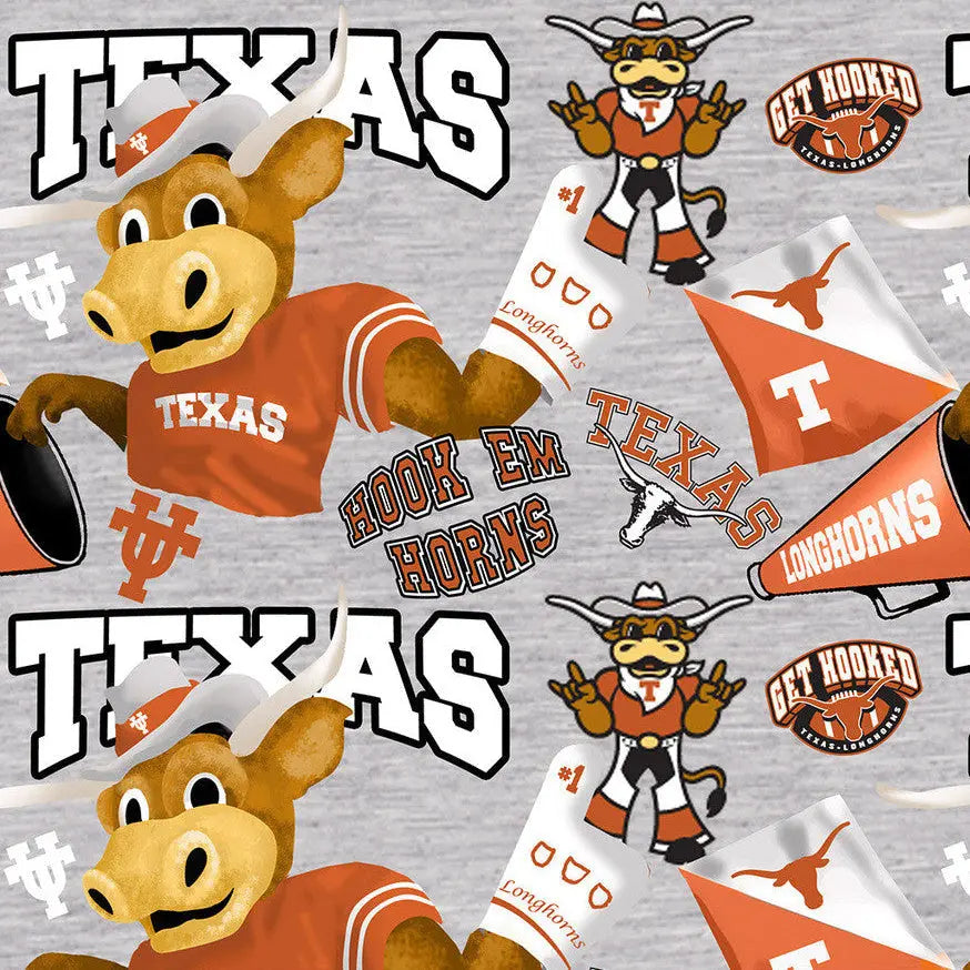 Sykel Texas Longhorns collegiate mascot licensed cotton by the yard