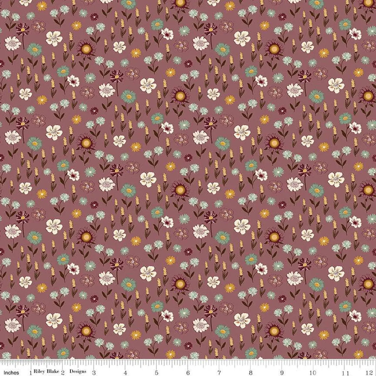 The Awe of Autumn Floral Purple 43"/44" Fabric Per Yard Riley Blake Designs