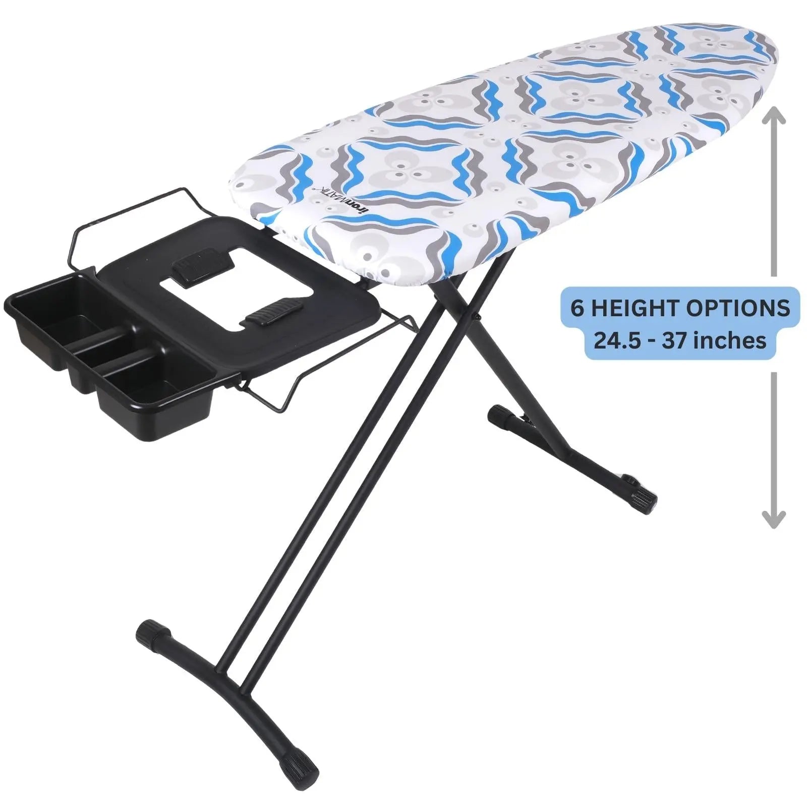 The BLACK Collection - Space Maker Premium Ironing Board in Chintamani Blue ironMATIK