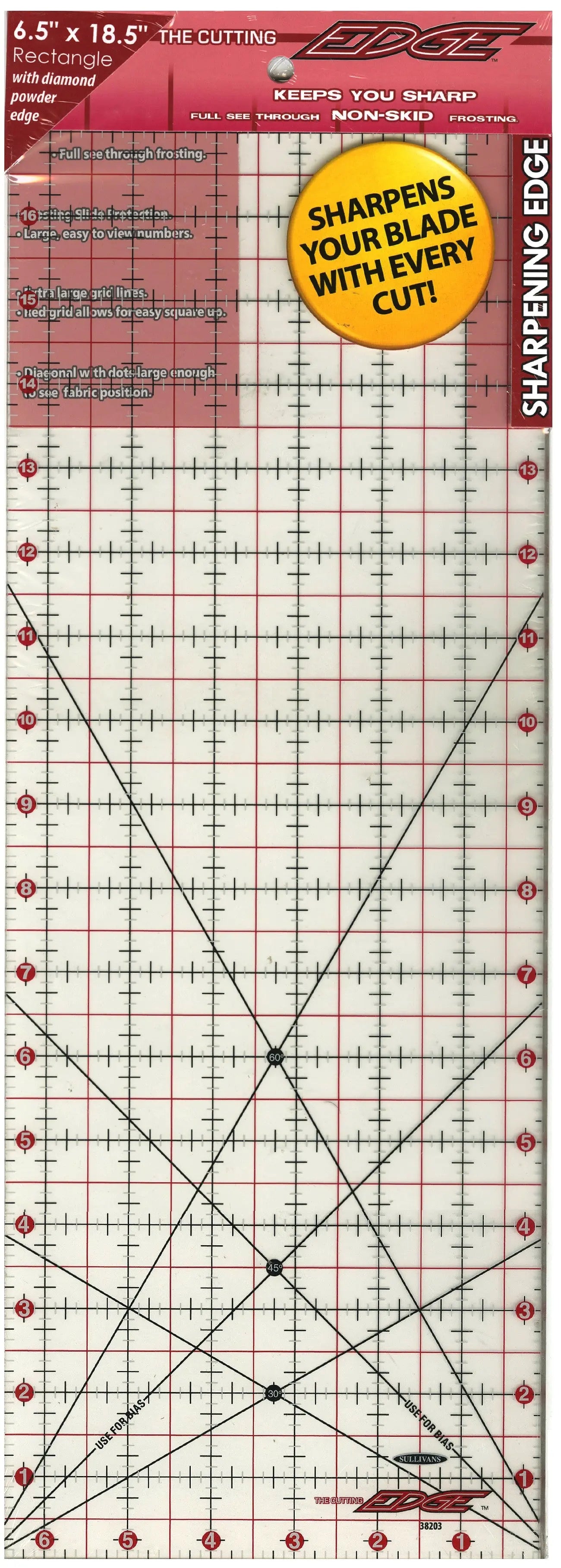 The Cutting Edge Sharpening Edge Ruler 6-1/2in x 18-1/2in - Linda's Electric Quilters