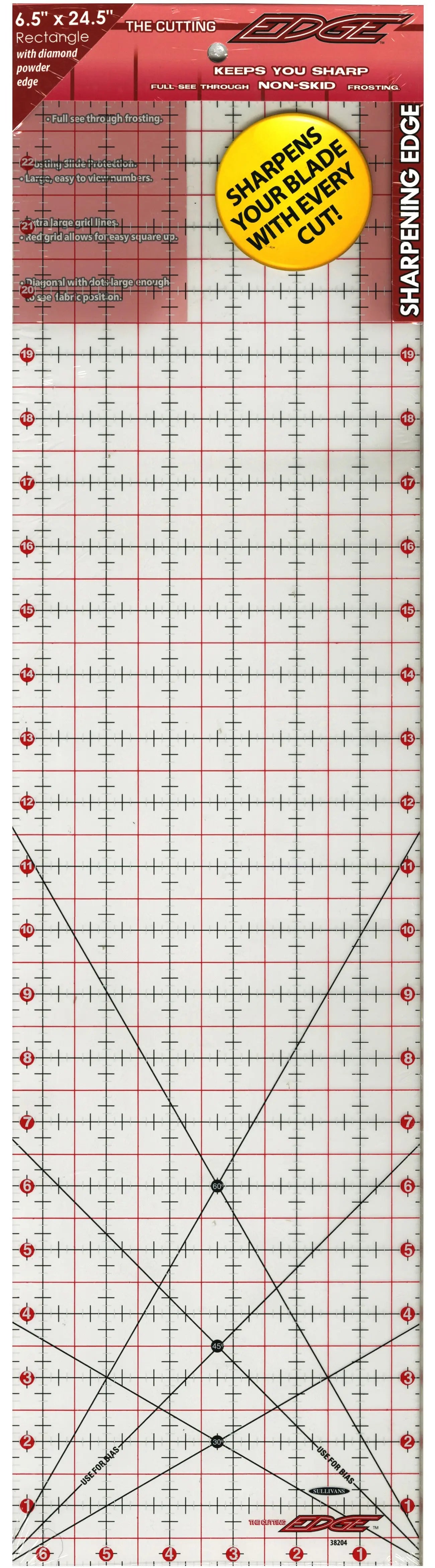 The Cutting Edge Sharpening Edge Ruler 6-1/2in x 24-1/2in - Linda's Electric Quilters
