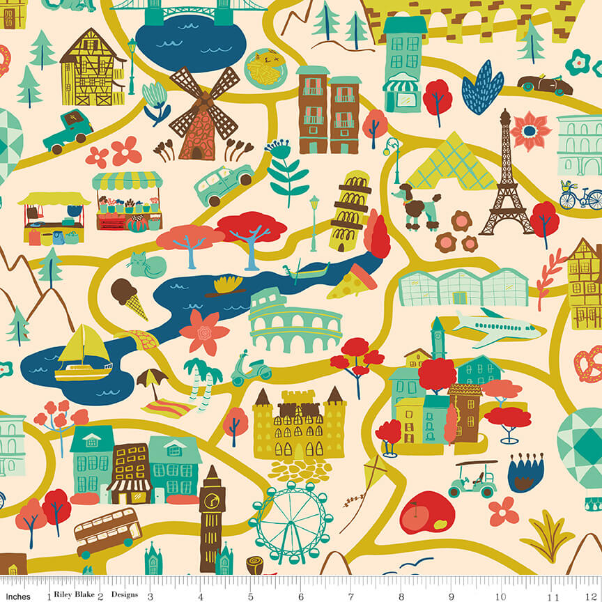 The Genesis of a Journey - It Takes a Village - Cream 44"/45" Fabric Per Yard