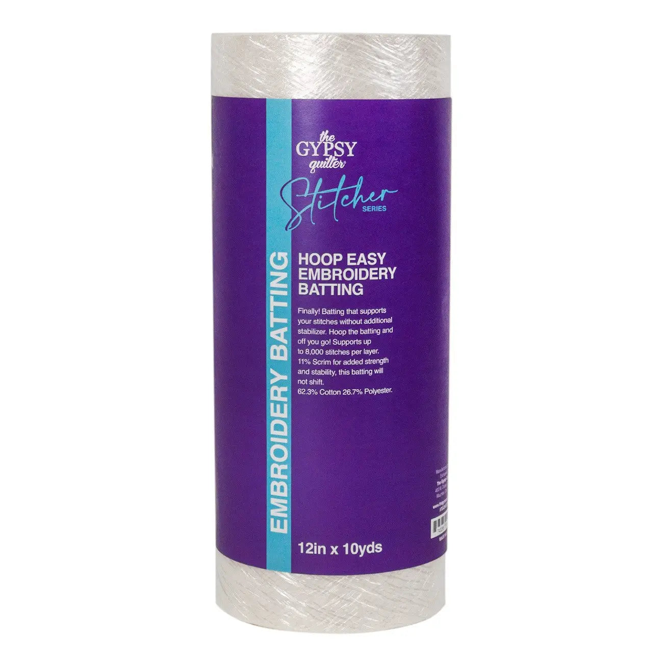 The Gypsy Quilter Embroidery Batting 12in x 10yds - Linda's Electric Quilters