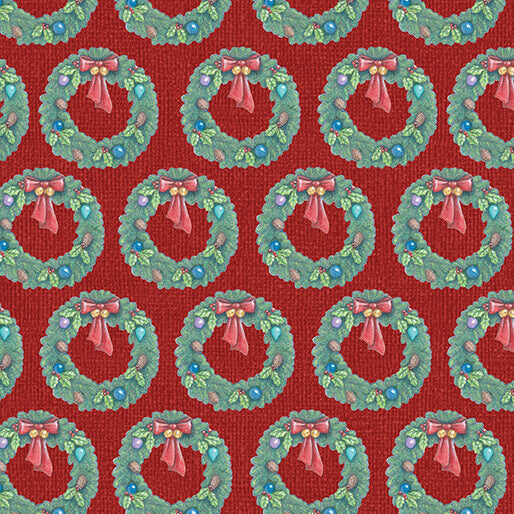 The Night Before Christmas - Wreath - Red 44" / 45" Fabric Per Yard