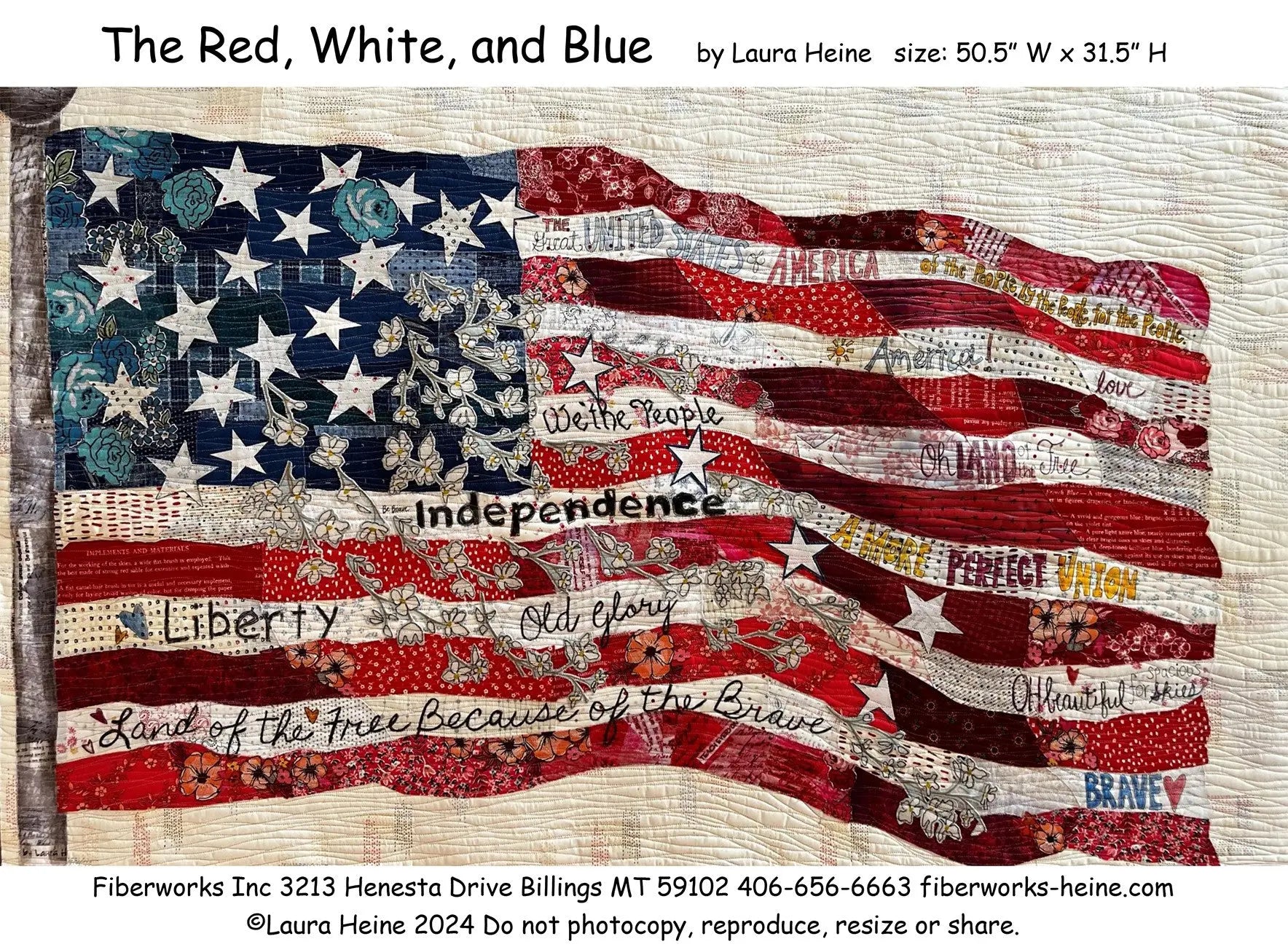The Red White and Blue Flag Collage Pattern by Laura Heine - Linda's Electric Quilters