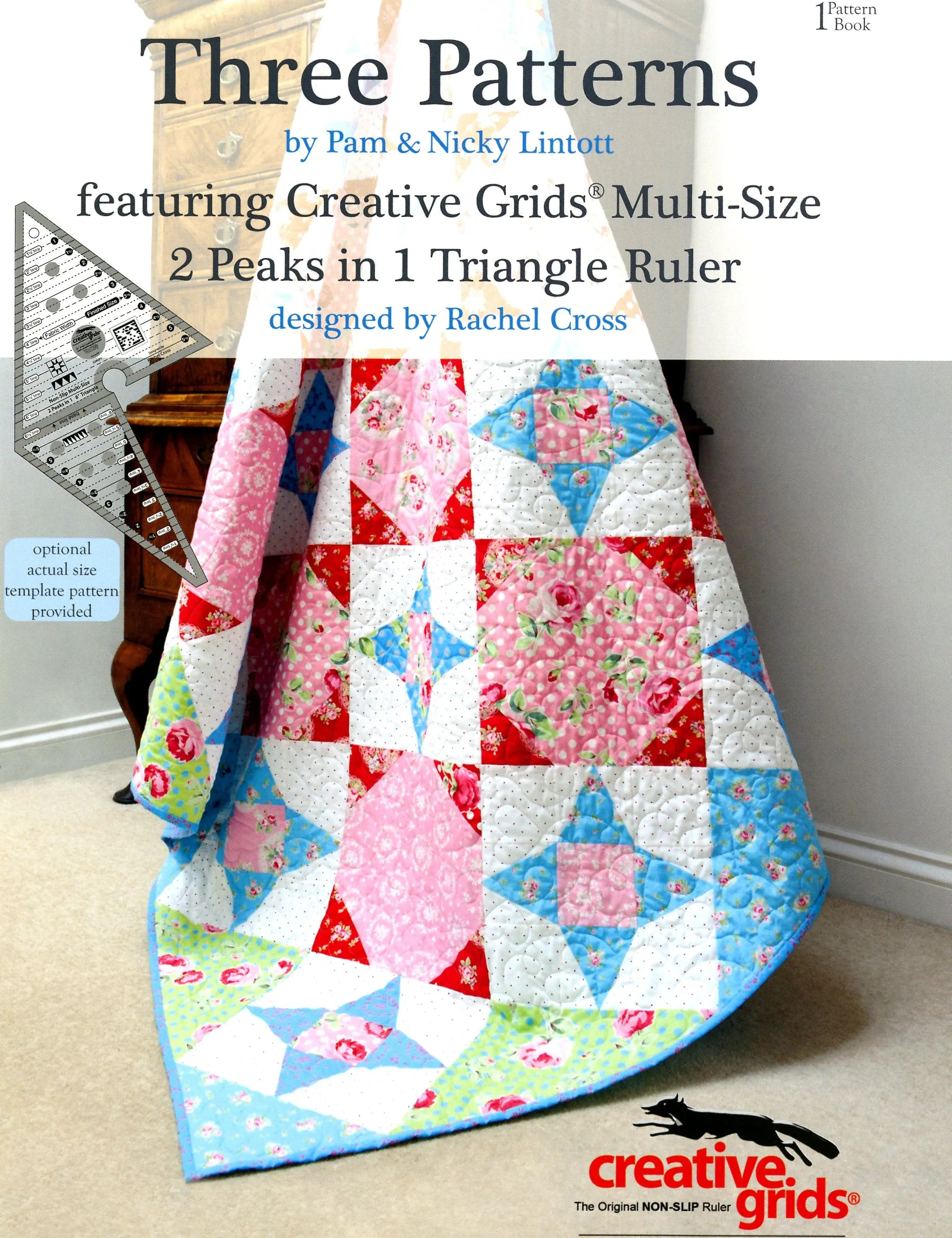 Three Patterns Book 1 - 2 Peaks in 1 Triangle Ruler - Softcover - Linda's Electric Quilters