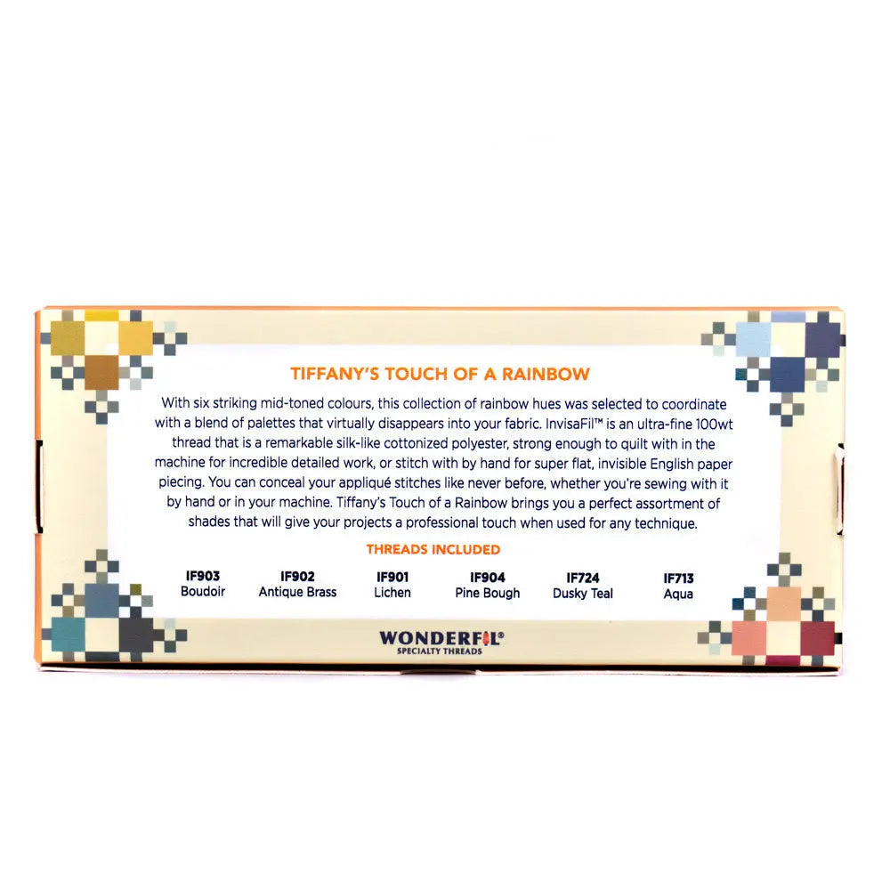 Tiffany’s Touch of a Rainbow by Edyta Sitar - Invisible Thread Pack WonderFil USA