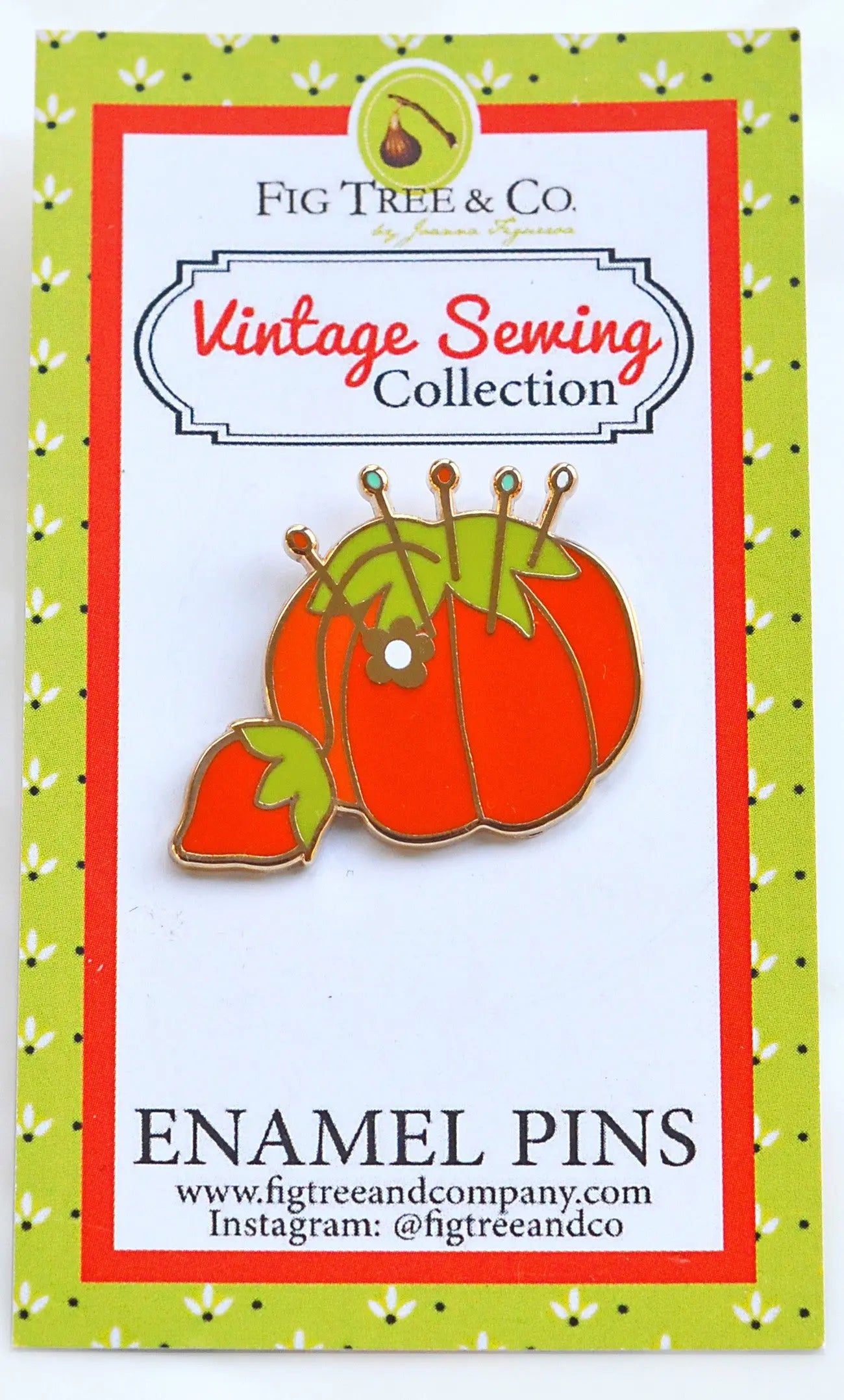 Tomato Pincushion Enamel Pin - Linda's Electric Quilters