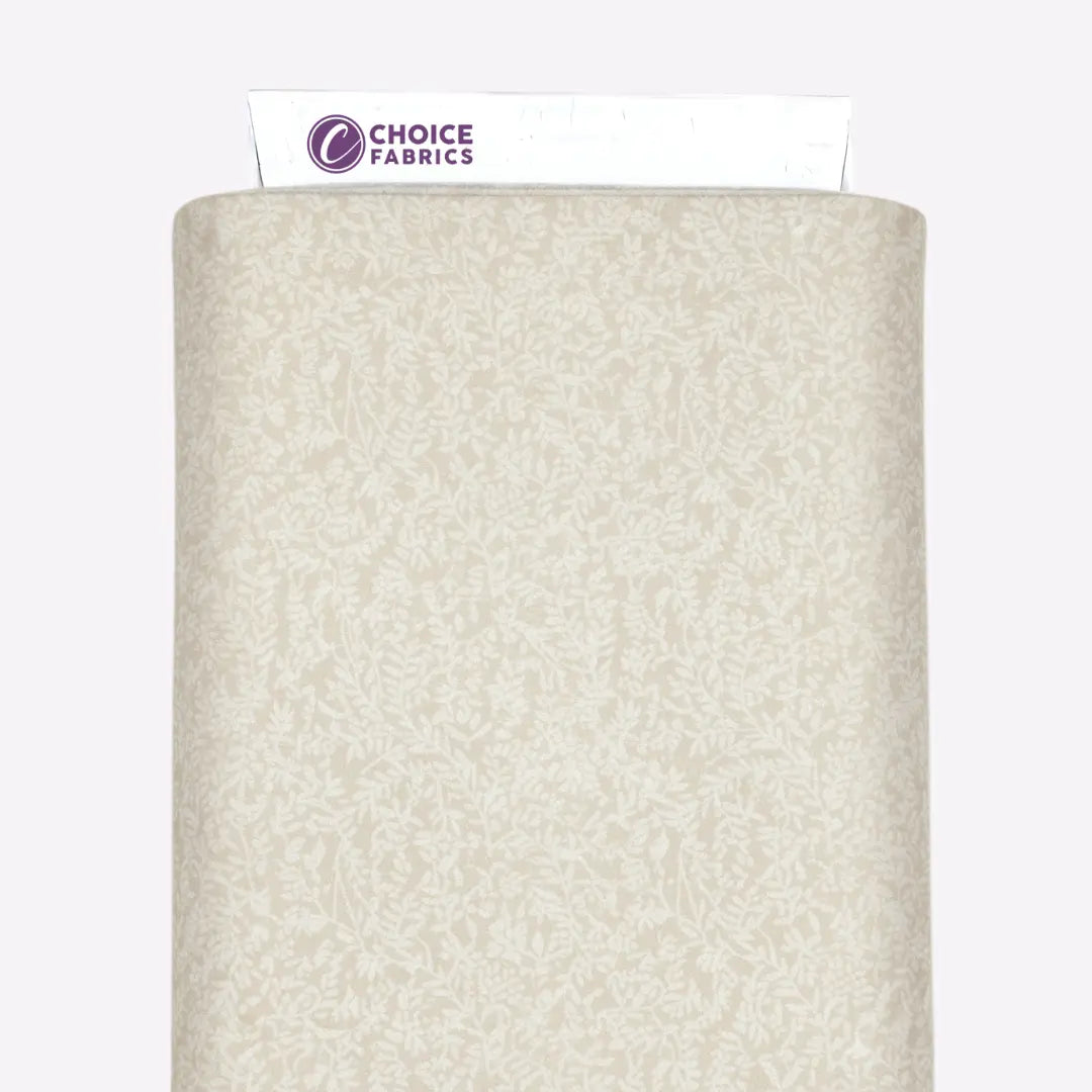 Tone on Tone 108" Supreme Backings - White on Cream - Vines Wideback Fabric Per Yard The Fabric Company