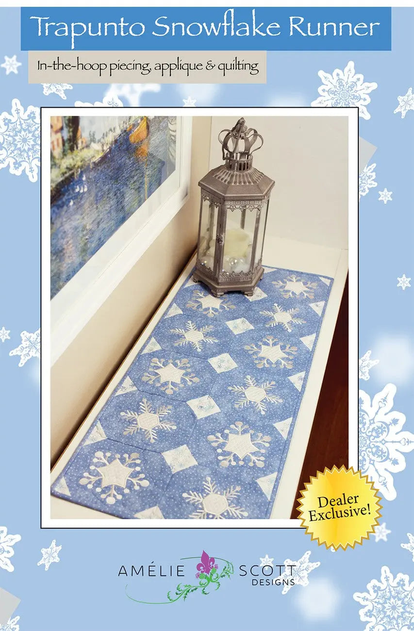 Trapunto Snowflake Runner - Linda's Electric Quilters