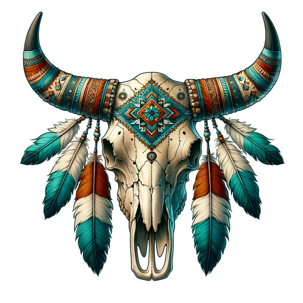 Tribal Skulls Fabric Panel 10