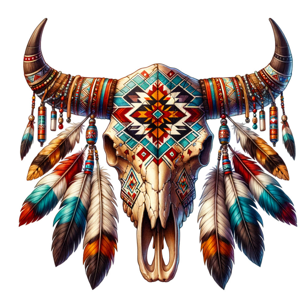 Tribal Skulls Fabric Panel 12