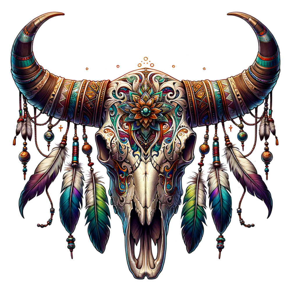 Tribal Skulls Fabric Panel 5