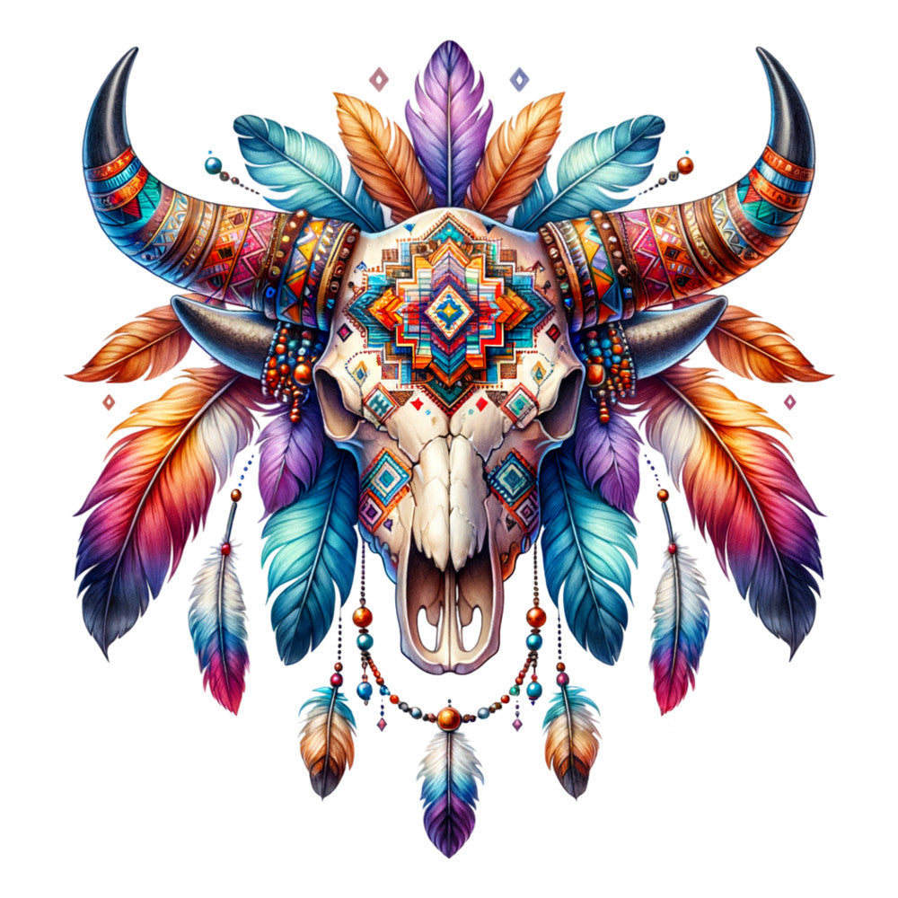 Tribal Skulls Fabric Panel 9