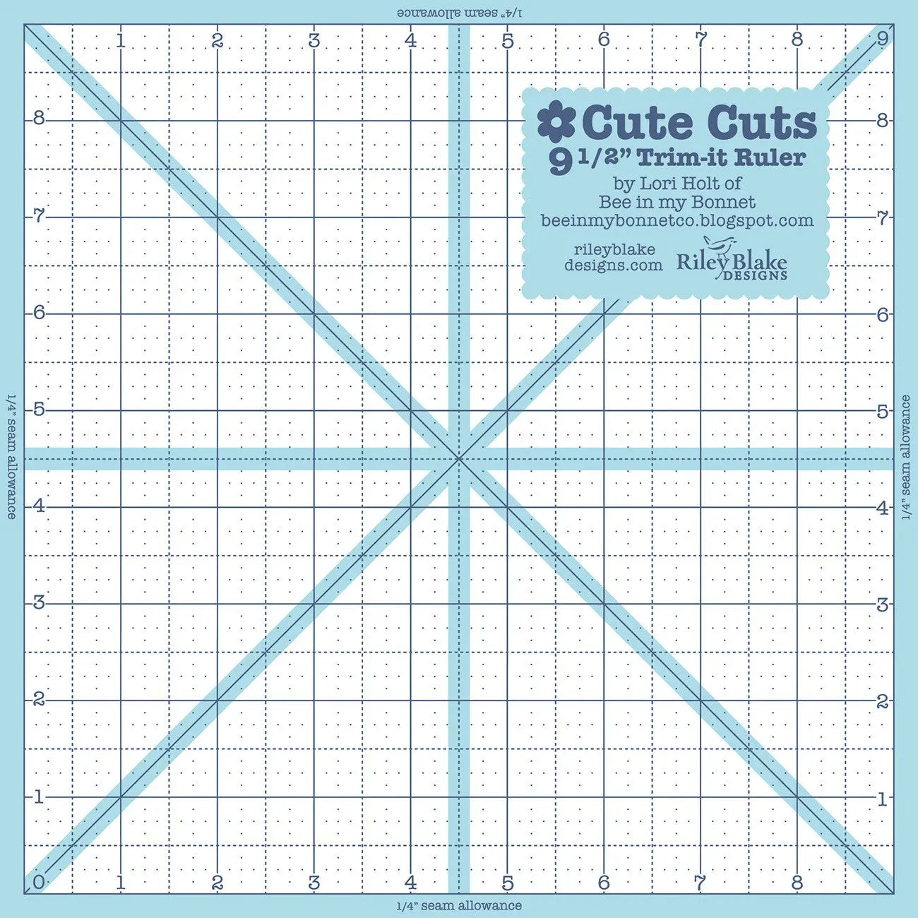 Trim It Ruler Square 9-1/2in x 9-1/2in - Linda's Electric Quilters