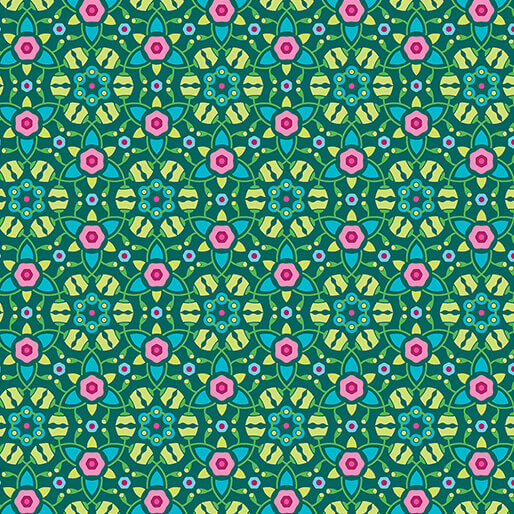 Truly Garden quilting fabric in clover green by Modern Quilt Studio for Benartex, garden print on green cotton, sold by the yard