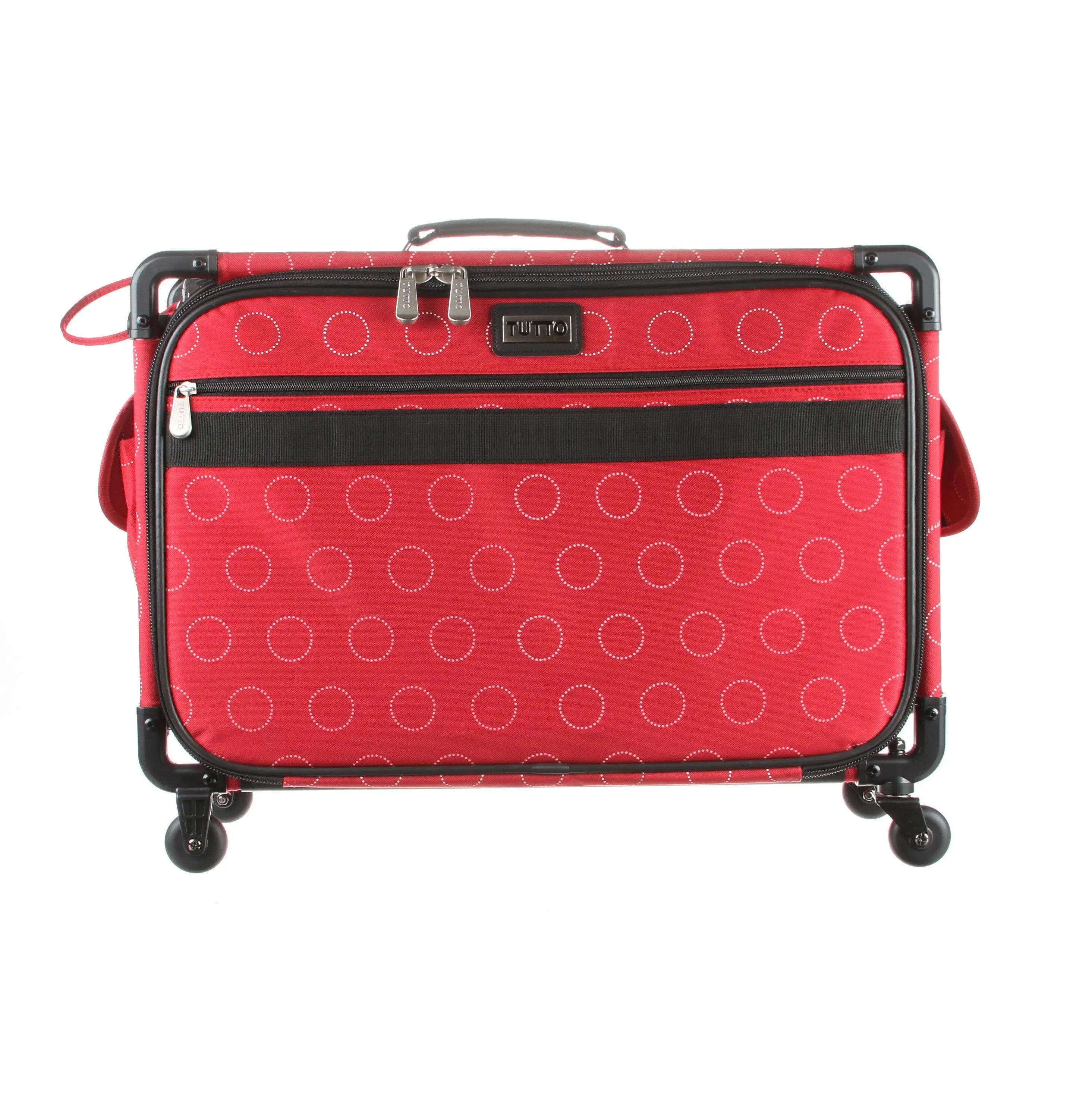Tutto Sewing Machine Case On Wheels Large 21in Red Dotted Circle - Linda's Electric Quilters