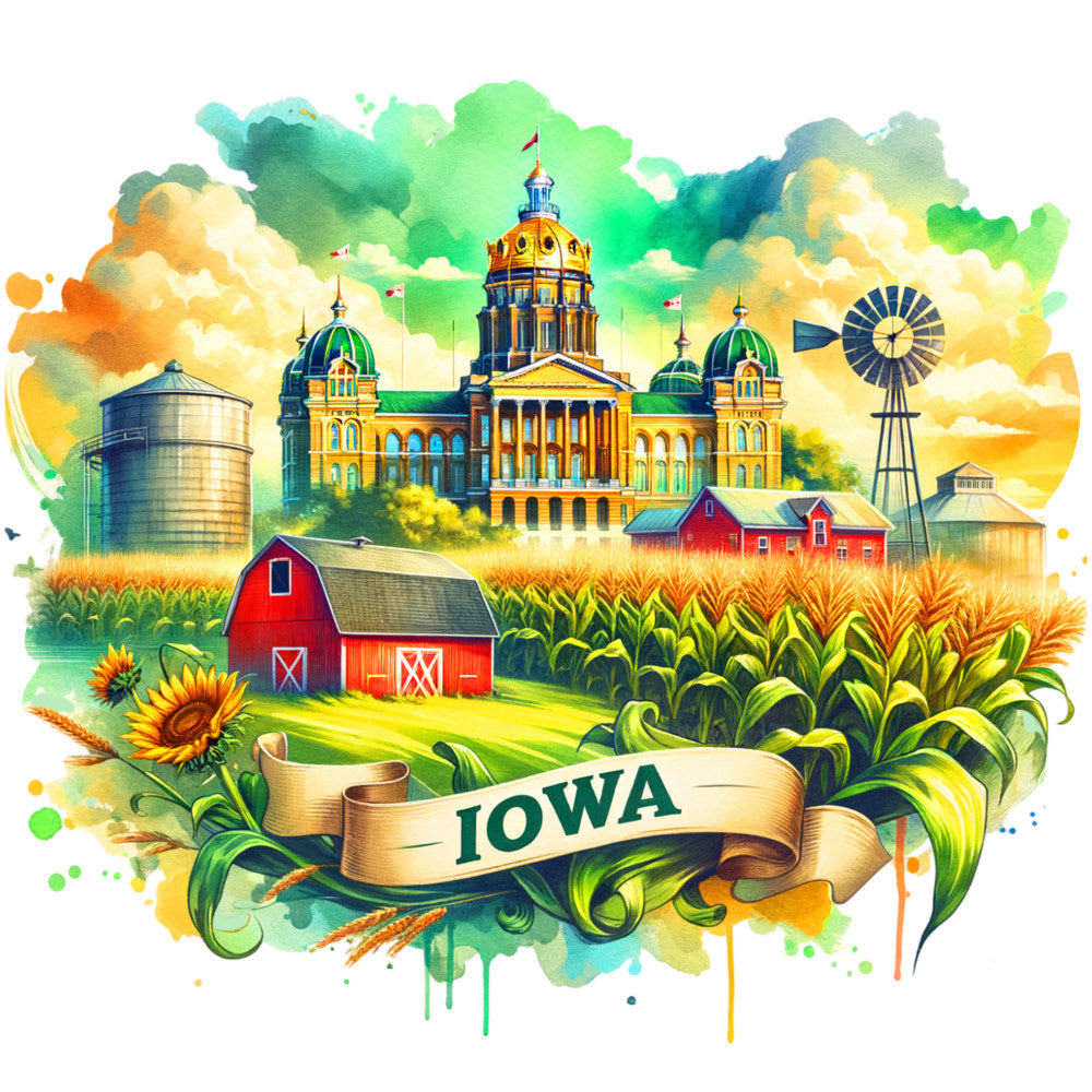 US States Retro Travel Fabric Panel 31