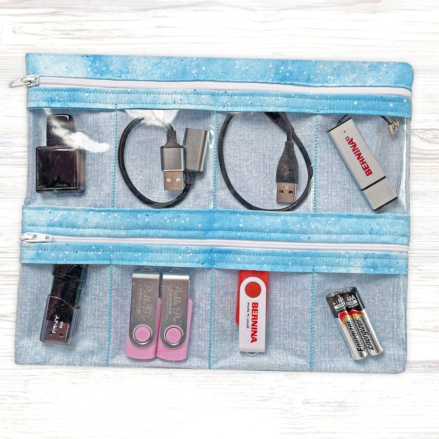 Double Zip USB + Gadget Cases In the Hoop Embroidery Designs Pickle Pie Designs