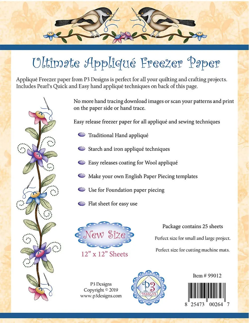 Ultimate Applique Template Freezer Paper 12in x 12in - Linda's Electric Quilters